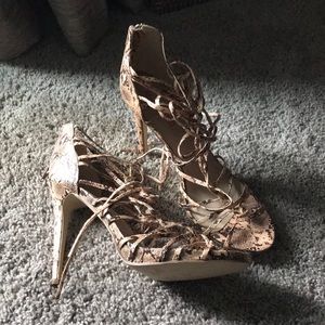 Snake Skin Strappy Heels